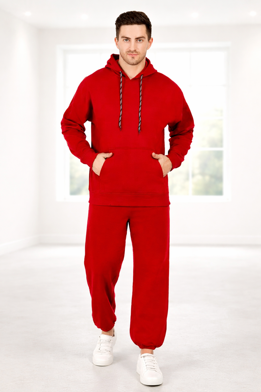Men’s Red Tracksuit Co-Ord Set | Full Sleeve Hooded Outfit